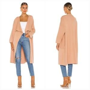 SNDYS long Cardigan in beige “Tia Knit” open front with pockets size Large